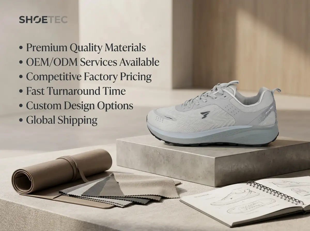 Product developers reviewing future trend charts and chunky sole samples in a design meeting.
