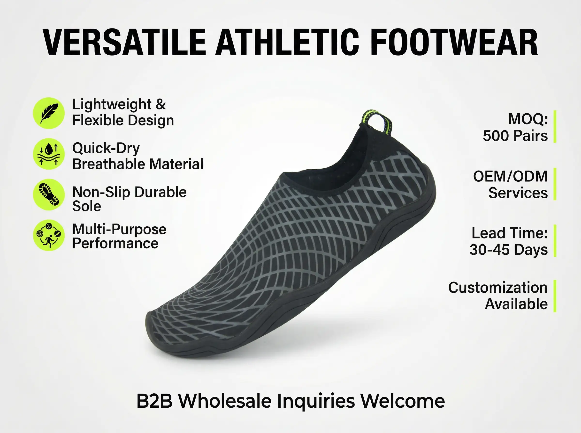 Brand manager examining private label training shoes on display shelves featuring new logo tags.