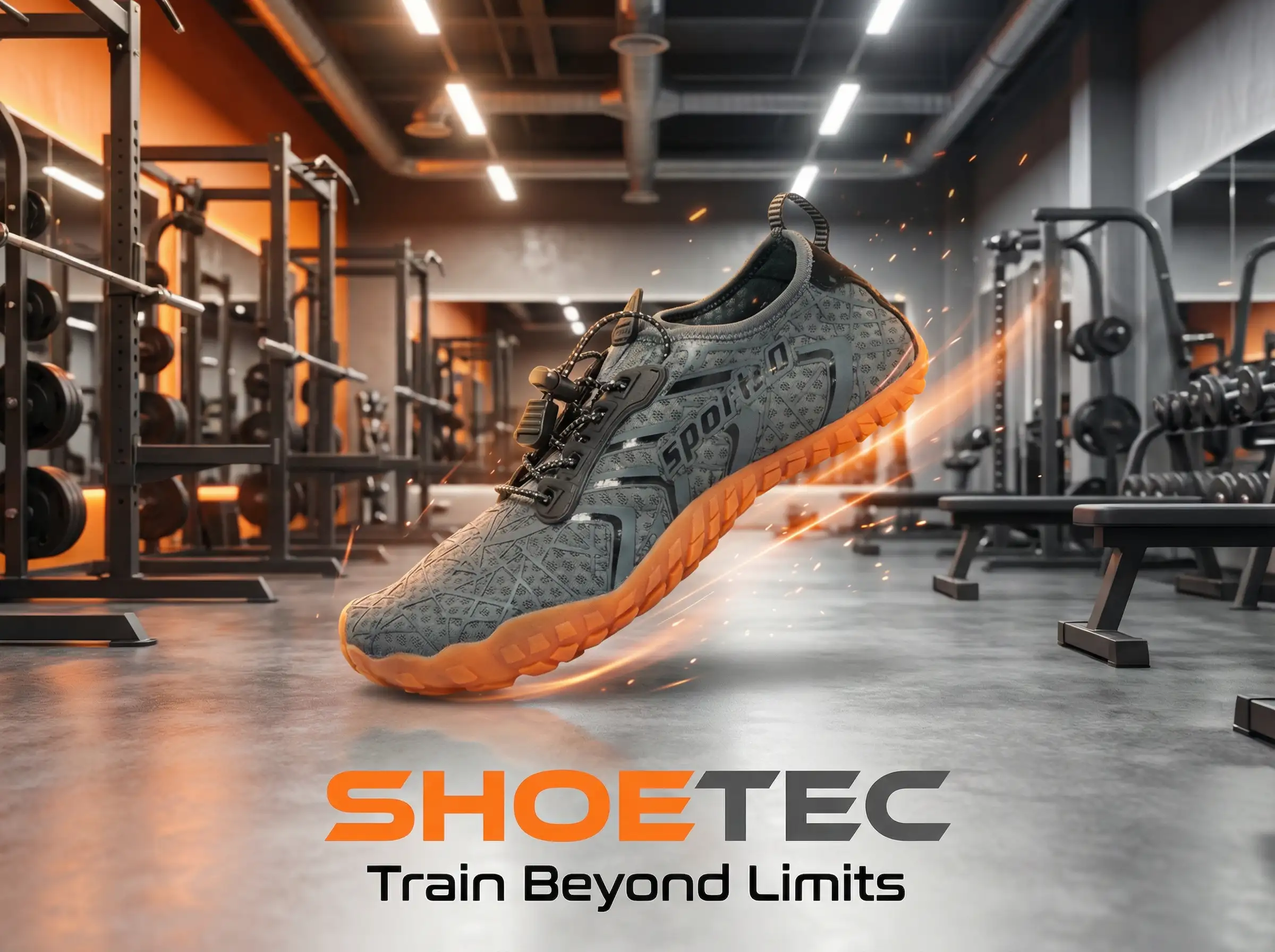 Designer reviewing 3D prototype of custom workout shoes on a computer with fabric swatches beside the monitor.