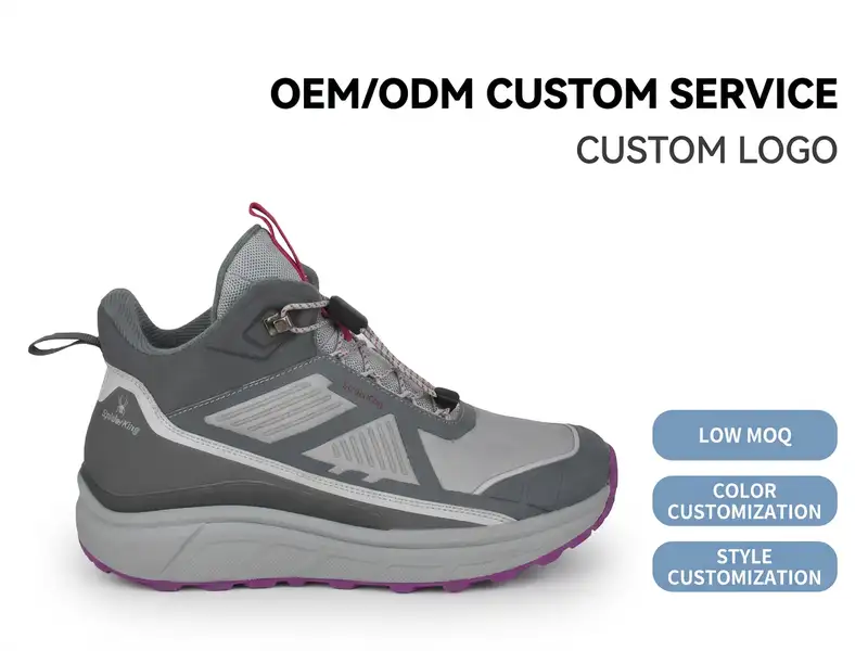 OEM project team discussing hiking boot components and sample logistics around a conference table.