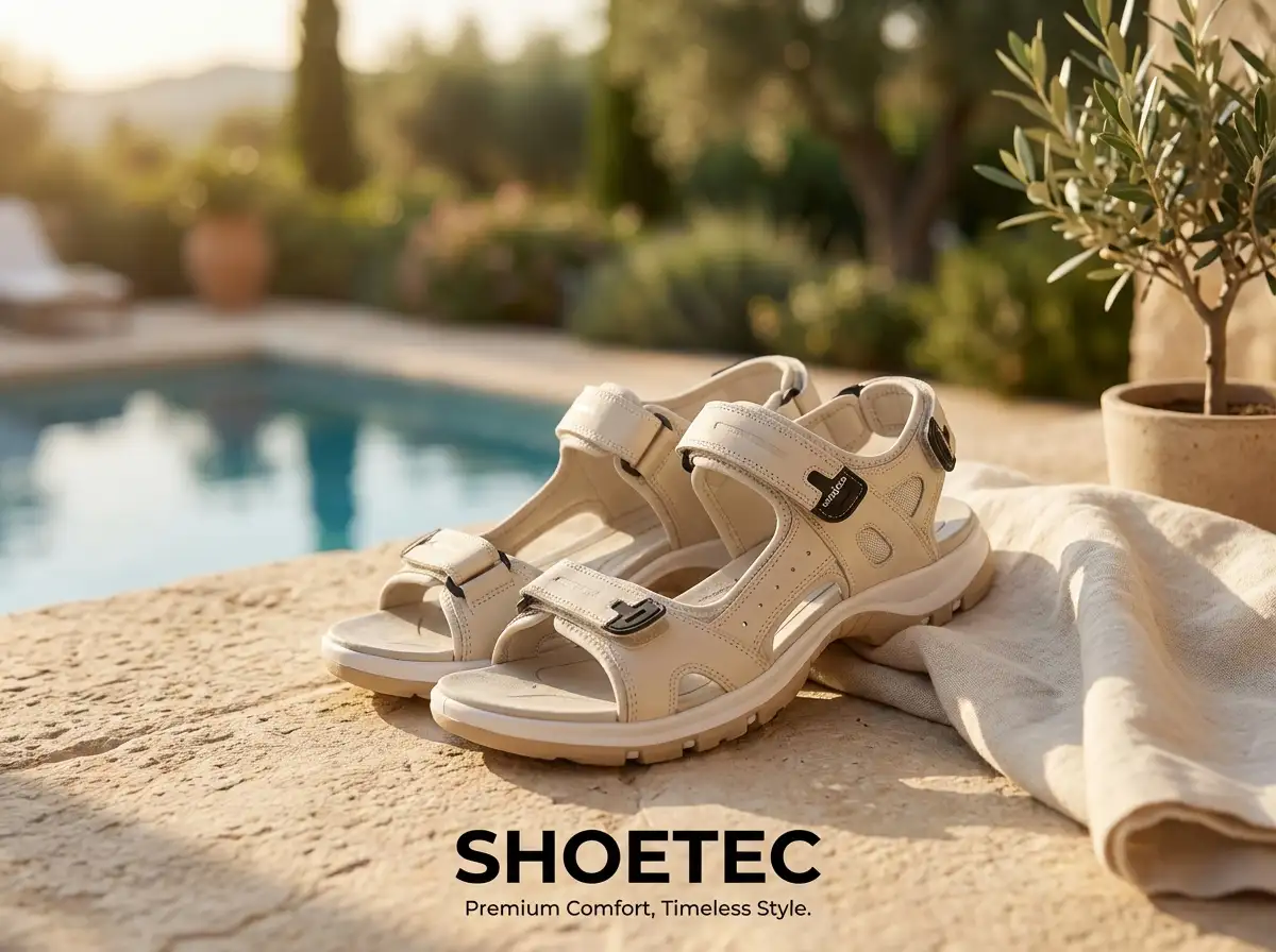 Warehouse staff packaging boxes of wholesale leather sandals ready for international shipment.