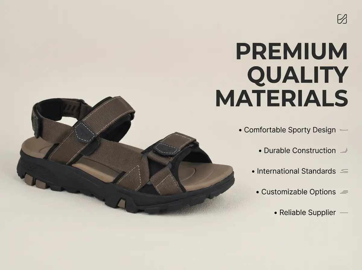 QC specialist flex-testing sport sandal straps and soles under laboratory lighting.