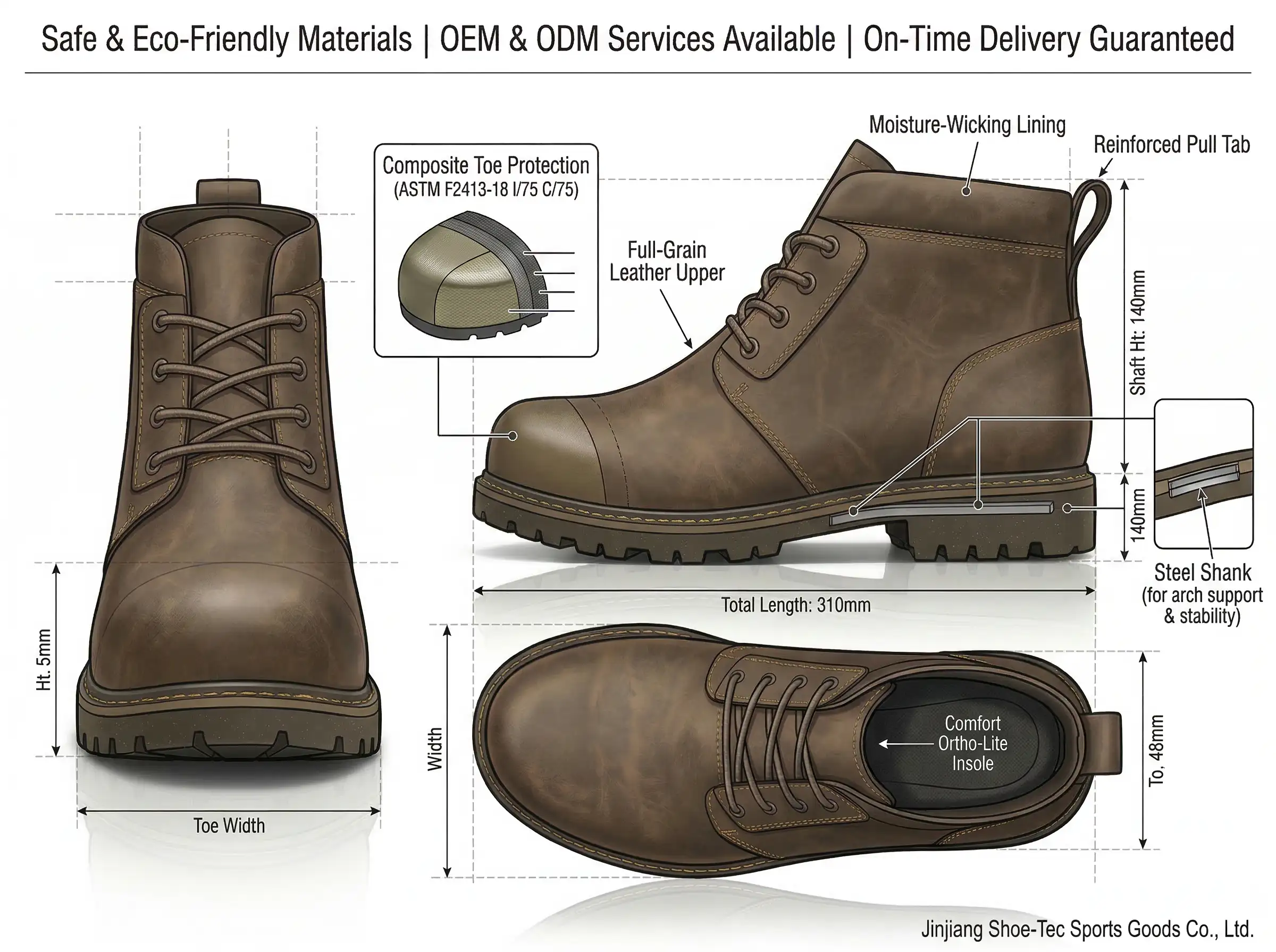 Engineer weighing lightweight safety shoes and checking airflow mesh designs in a testing lab.