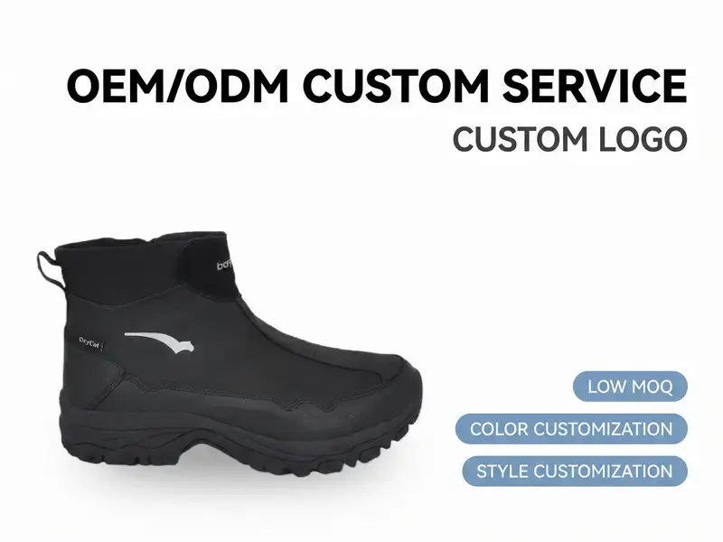 QC inspector submerging waterproof outdoor shoes in a test tank to monitor seal performance.