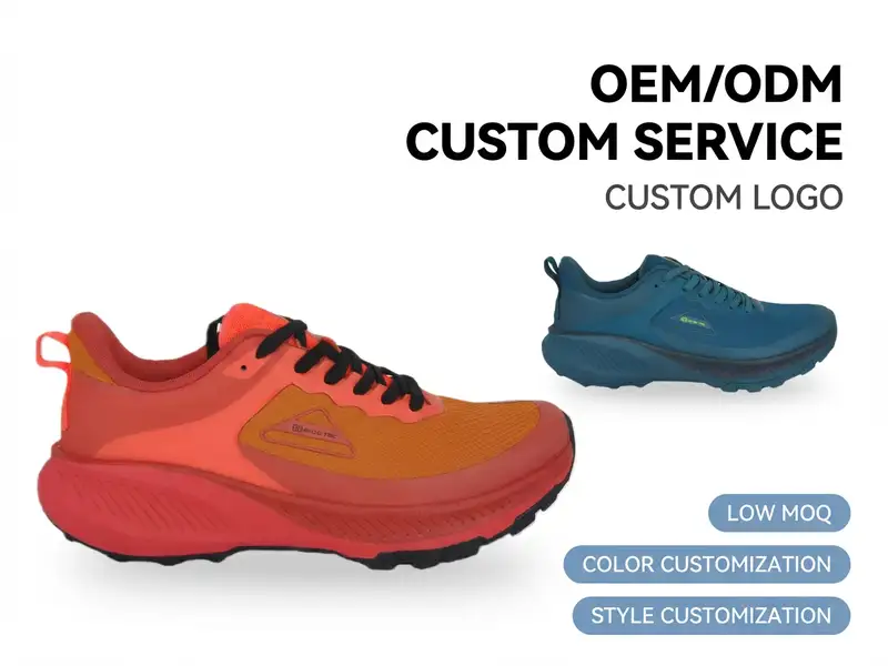 Technician assembling custom waterproof hiking boots while testing seam seals with a precision tool.